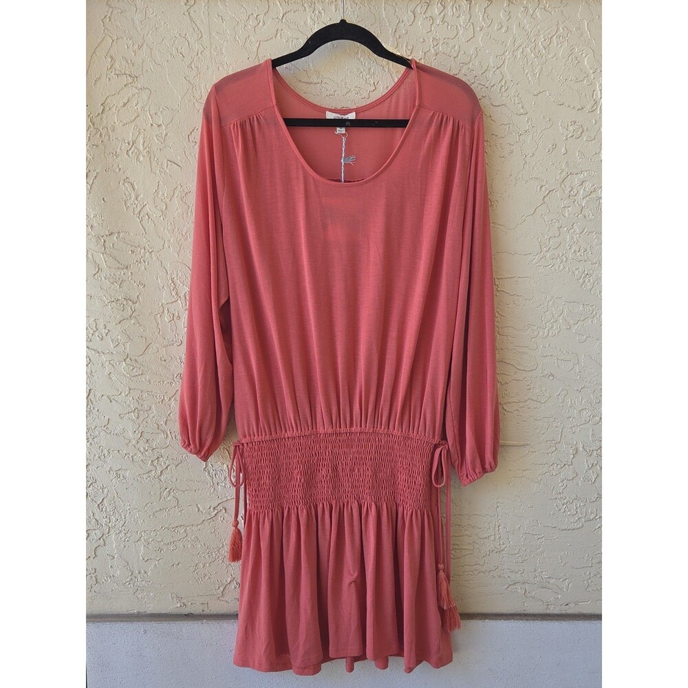 NEW WITH TAGS Umgee Long Sleeve Smocked Oversized Mini Dress MEDIUM Cover Up